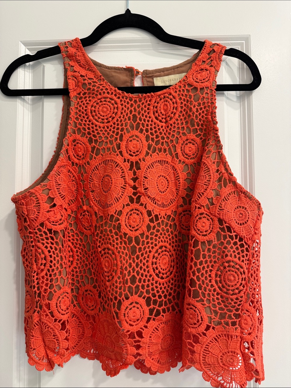 Dance & Marvel Orange Crochet Lace Camisole